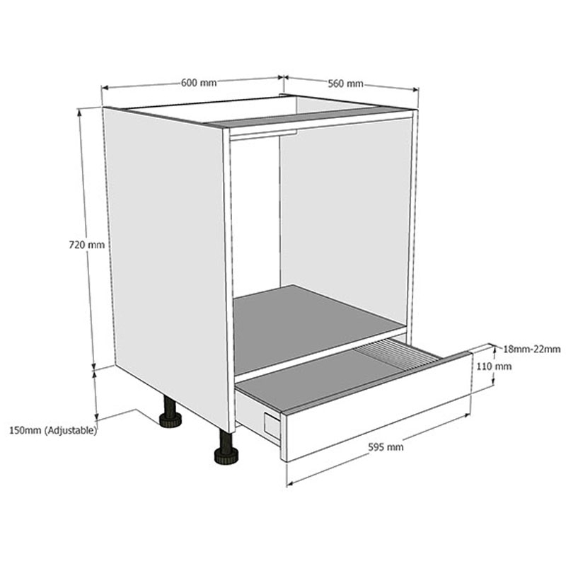 600mm Built Under Oven Housing with 1 x Drawer Kelworth W